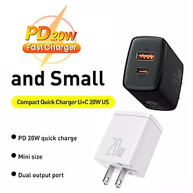 Mua Củ sạc nhanh Baseus Compact Quick Charger (U+C) 20W - Hàng Chính Hãng