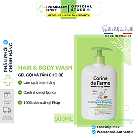 Gel tắm gội cho bé Corine De Farme Hair & Body Wash