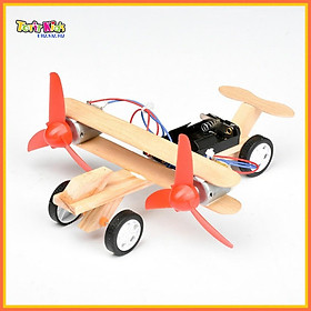 Đồ chơi máy bay mô hình tự lắp ráp, 2 cánh quạt, chạy được, đồ chơi giao dục