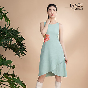 Đầm xô lụa xanh mint, thêu hoa La Mộc LM022420