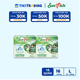 Combo 2 Tã Quần Người Lớn Sunmate Mềm Mại L8 (8 Miếng)