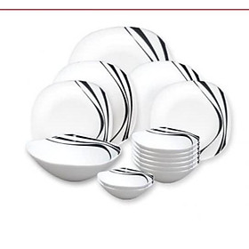 Mua Bộ chén đĩa thủy tinh vuông Midnight 14 món Diva Ivory LaOpala - Hàng chính hãng