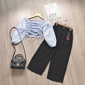 Áo nữ kiểu Croptop phối 2 dây rút eo