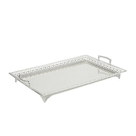 Metal Iron Food Serving Tray with Handles for Home Party Elegant Retro Style