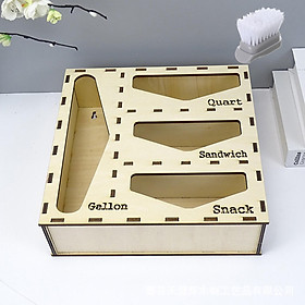 Wooden Kitchen Drawer Bag Storage Holder Organizer 27x27x8cm Premium