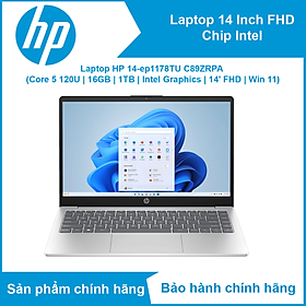 Laptop HP 14-ep1178TU core 5- 120U/RAM 16GB/1TB SSD/14.0FHD/Win 11 bản quyền/BẠC (C89ZRPA) - Hàng chính hãng