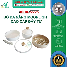 Mua Bộ nồi đa năng tay rời Moonlight_Kimscook-Bộ Nồi Chảo Chống Dính Men Đá Kèm Xửng Hấp KimsCook Tay Cầm Tháo Rời