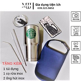 Mua Bình/ ly giữ nhiệt bằng inox 900ML có kèm túi đựng  2 ống hút và cọ ống hút đi kèm fullbox