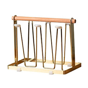 Mua Khay gỗ tre vàng và Giá úp ly cốc kim loại  giá úp cốc tay cầm gỗ  Khay hứng nước khay để bình cốc