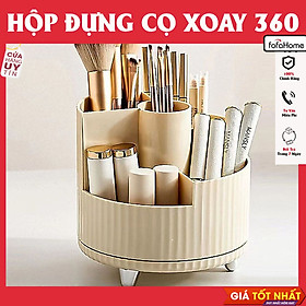 Mua Kệ Để Bút 5 Ngăn Xoay 360 Độ  Hộp Đựng Cọ Trang Điểm Để Bàn Tiện Dụng Màu Kem