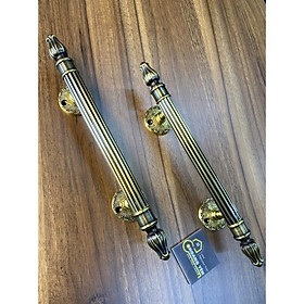 Mua Tay nắm cửa  tay nắm tủ bằng đồng thau màu rêu họa tiết Hoa sen dài 30cm