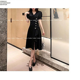 Q760620 ĐẦM SUÔNG NỮ PHỐI NÚT