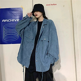 Áo khoác sơ mi nhung có 2 túi trước ngực thời trang, ÁO KHOÁC NỮ CÀI NÚT CỔ SƠ MI SIÊU HOT VẢI NHUNG GÂN CAO CẤP XỊN XÒ, ÁO KHOÁC KAKI Nhung Gân, Áo Khoác Nhung Nam Nữ Unisex Kiểu Dáng sơ mi