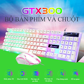 Bộ bàn phím gaming GTX300 phím giả cơ led siêu đẹp chuyên chơi game, văn phòng cho máy tính laptop, 10 triệu click - k1316