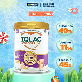 [THÁNG 6/2025] Sữa bột IQLac Colostrum Biếng Ăn Suy Dinh Dưỡng Premium 800g cho trẻ biếng ăn, thấp còi, suy dinh dưỡng (1-10 tuổi)