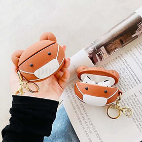 Mua Bao Case Ốp dành cho Airpods Pro gấu nâu mang khẩu trang siêu cool silicon cao cấp