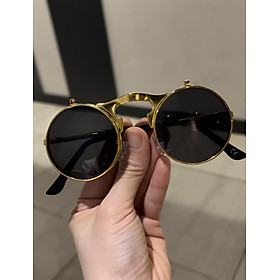 Kính râm Mắt tròn 2 lớp lật mở nắp - Tròng thủy tinh cao cấp