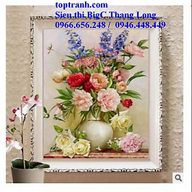 Mua Tranh thêu chữ thập bình hoa hồng khoe sắc cỡ nhỏ LV3406 chưa thêu