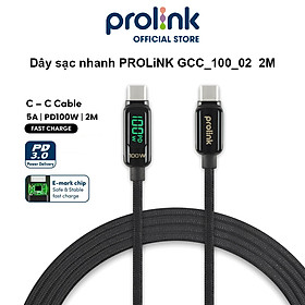 Mua Dây sạc type C To C PROLiNK GCC_100_02 dài 2M  sạc siêu nhanh 100W  màn hình Led  dành cho Tablet  Macbook  Laptop - Hàng chính hãng