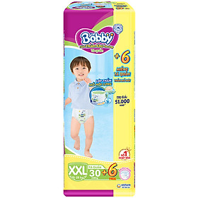Tã Quần Bobby - Đệm Lưng Thấm Mồ Hôi XXL30 (30 Miếng) - Tặng 6 Miếng Trong GóI