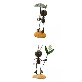 2pcs Ant Figurine Statue Ornament Crafts Model Office Desktop Decoration