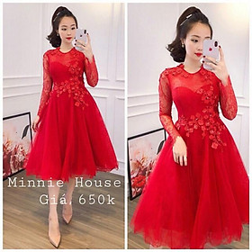 Đầm Xoè công chúa kết hoa ren nổi CỰC SANG TRỌNG - Size ML ĐẾN 58KGMM MM