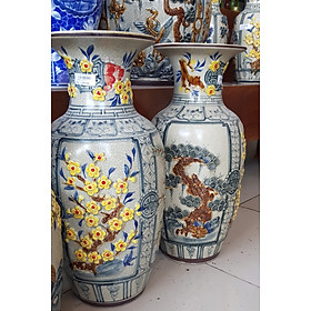 Mua Lọ hoa men rạn giả cổ đắp nổi hoa văn tứ cảnh - Gốm Sứ Bát Tràng