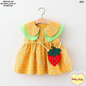 Đầm váy cho bé gái chất đũi kèm túi dâu cho bé từ 8kg đến 20kg