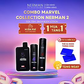 Combo Marvel Collection Nerman 2 -Sữa tắm gội 2 in 1 350g & Body lotion 180g & Sữa rửa mặt 100g