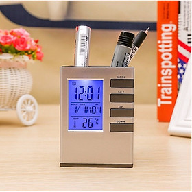Mua Đồng hồ báo thức đo nhiệt độ kiêm giá đựng bút để bàn thông minh DHB002
