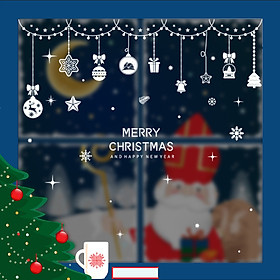 Decal trang trí Noel hít tĩnh điện - Rèm phụ kiện mini trắng