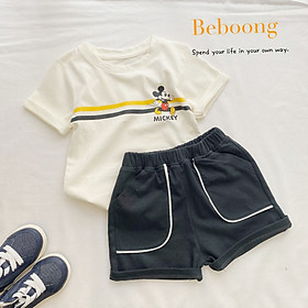 BỘ ĐÙI CHO BÉ TRAI HỌA TIẾT MICKY QUẦN TÚI MAY VIÊN NỔI BẬT CHẤT LIỆU COTTON