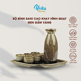Mua Set sake cao men gấm vàng hỏa biến - Bộ sake gốm Unika Bát Tràng