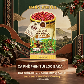 Cà Phê Phin Giấy Túi Lọc Baka Coffee – Hộp Quà Đặc Sản Gia Lai, Đậm Vị Hậu Ngọt 150g