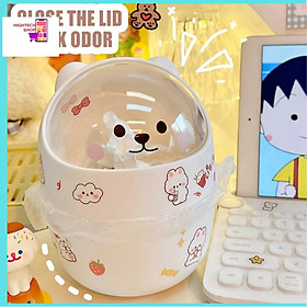 Mua Thùng rác mini để bàn hình gấu dễ thương kèm sticker
