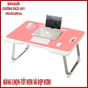 Mua Bàn gấp gấp gọn ngồi giường nhập khẩu có khe bỏ ipad và khe đựng cốc/hộp bút XKZS-001 (60x42x28cm)