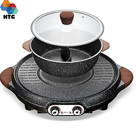Mua Bếp lẩu nướng tròn Suncojia LZW-1903 bằng đá y học chống dính  nóng nhanh 2100W  nút điều khiển tích hợp an toàn  Hàng Chính Hãng