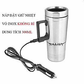 Bình đun nước nóng 12V - 24V cốc giữ nhiệt cắm tẩu xe ô tô 300ml tiện dụng