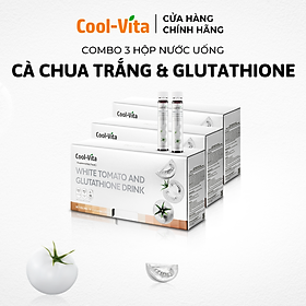 Combo 3 Hộp Nước Uống Cà Chua Trắng Hỗ Trợ Sáng Da Kết Hợp Glutathione, Niacinamide, Collagen Peptide, Vitamin C Coolvita Hỗ Trợ Đều Màu Da Dưỡng Da Ẩm Mịn (6 chai × 25 ml)/hộp - Thực Phẩm Bổ Sung