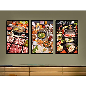 Tranh treo tường trang trang trí decor quán lẩu nướng tranh tráng trí quán ăn,nhà hàng có khung kèm đinh treo