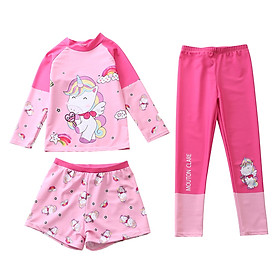 Đồ bơi bé gái, tay dài quần dài chống nắng, set 3 món, chất vải mềm mại, co giãn có size cho bé từ 14kg đến 34kg