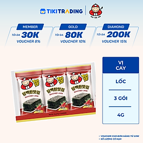 Lốc 3 Gói Rong Biển Taokaenoi Season Laver Vị Cay 4G