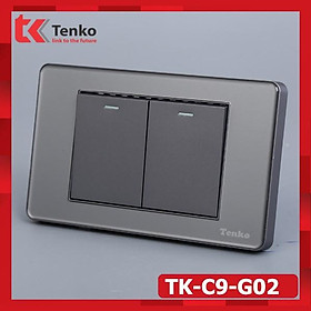 Công Tắc 2 Nút Âm Tường – Mặt PVC Trong Bo Viền Xám - Chống Xước, Chống Bạc Màu TENKO TK-C9-G002
