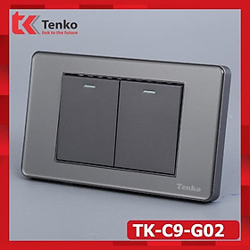 Mua Công Tắc 2 Nút Âm Tường – Mặt PVC Trong Bo Viền Xám - Chống Xước  Chống Bạc Màu TENKO TK-C9-G002