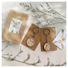 SET MÓC KHÓA GỖ VẼ TAY DÀNH CHO COUPLE ( TEA & COFFEE )
