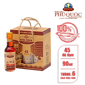 NƯỚC MẮM KHẢI HOÀN 45 ĐẠM CAO CẤP - 6 CHAI 90ML/HỘP