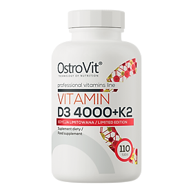 Viên uống bổ sung Vitamin D3 4000 + K2 (100 viên) OstroVit, Hỗ Trợ Hệ Miễn Dịch, Giúp Xương Răng Chắc Khỏe | Nhập Khẩu Ba Lan