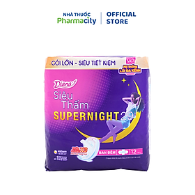 Băng vệ sinh ban đêm siêu thấm cánh Diana Supernight 29cm (12 miếng)