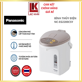 Bình Thủy Điện Panasonic NC-EG2200CSY - Xuất xứ Thái Lan - Dung tích 2.2L - Công suất 700W - Ruột bình phủ carbon hạt nổi - Chức năng hẹn giờ và tẩy cặn - Bảo Hành 12 Tháng - Hàng Chính Hãng