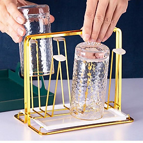 Mua (SẴN) Giá úp cốc ly Chữ nhật khay trắng cao cấp - chất liệu inox mạ titan